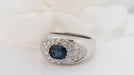 Ring 56 Band Ring In White Gold, Sapphire And Diamonds 58 Facettes 31468