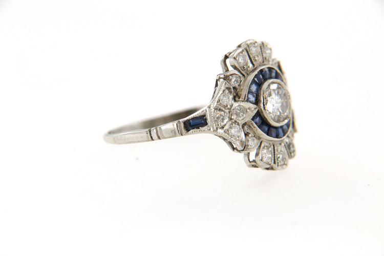 Bague Bague Margueritte en Platine & Diamants, Saphirs 58 Facettes 6492r