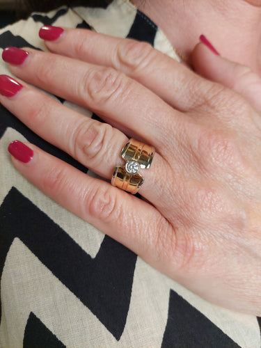 Bague 54 SOLITAIRE MODERNE DIAMANT 2 ORS 58 Facettes 067581