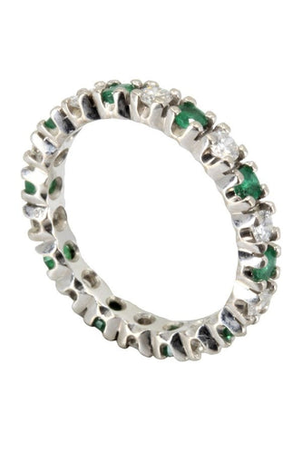 Bague ALLIANCE ÉMERAUDES ET DIAMANTS 58 Facettes 044261