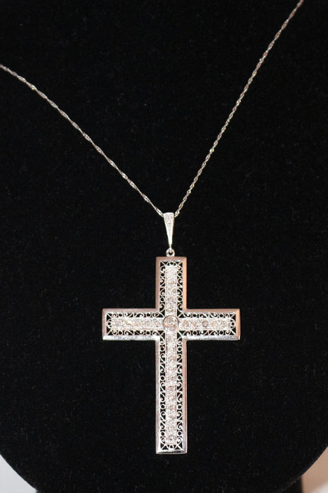 Pendentif Pendentif Croix Platine Diamants Art Déco 58 Facettes 529