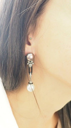 Boucles d'oreilles Boucles d'oreilles diamants cognacs et perles 58 Facettes 32154