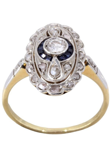 Bague MARQUISE ART-DÉCO SAPHIRS ET DIAMANTS 58 Facettes 067981