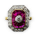Ring Ruby diamond ring 18k gold engagement ring set with calibrated rubies and diamonds 58 Facettes A 7598