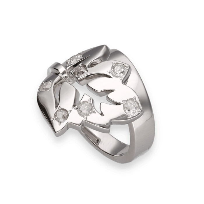 Bague Bague or gris massif diamants taille ancienne 58 Facettes