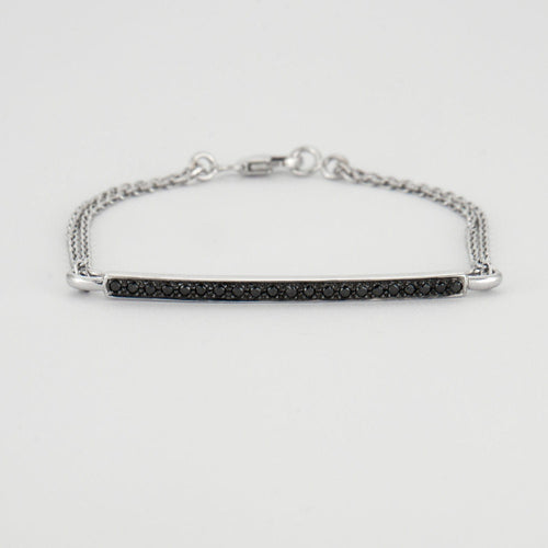 Broche Bracelet or blanc barrette de diamants noirs 58 Facettes