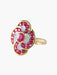 Ring 52 Oval ruby ​​flower ring and brilliant diamonds in yellow gold 58 Facettes LP9-14