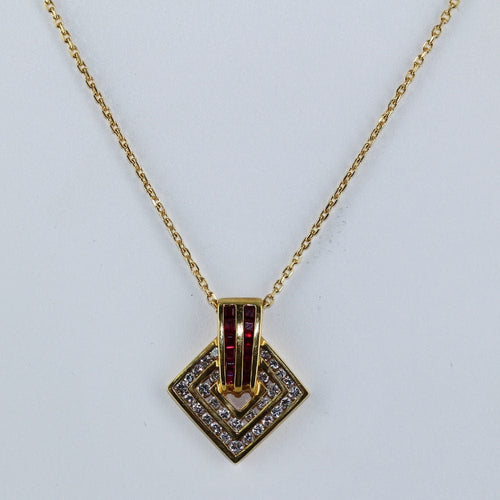 Pendentif Pendentif géométrique Or jaune Rubis Diamants 58 Facettes