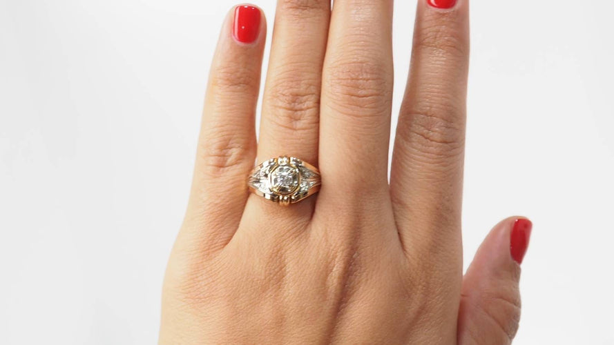 Bague 59 Bague ancienne en or bicolore et diamant 58 Facettes 32523