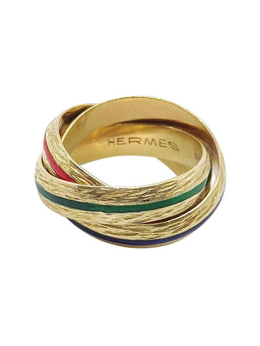 Bague Bague Hermès 3 anneaux, or jaune & émail 58 Facettes