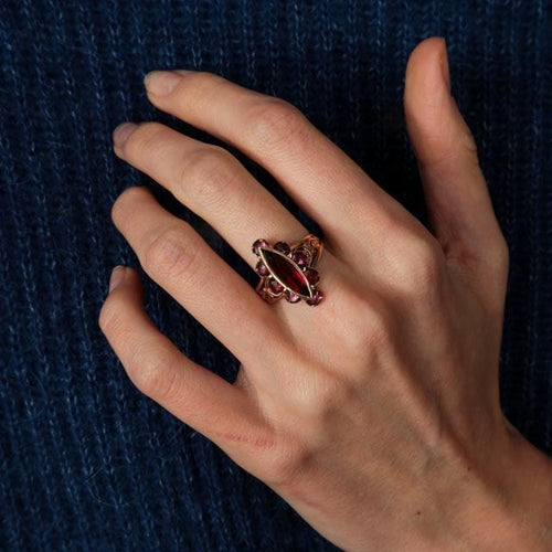 Bague 58 Bague Marquise grenats de Perpignan, fin XIXème 58 Facettes