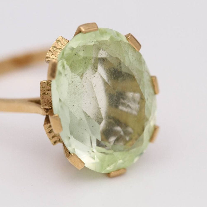 Bague 55.5 Bague Or Jaune Apatite verte 58 Facettes E357541B