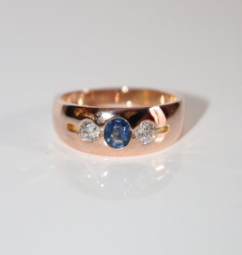 Bague 56 Bague Bandeau Or Rose Saphir Et Diamants 58 Facettes 552