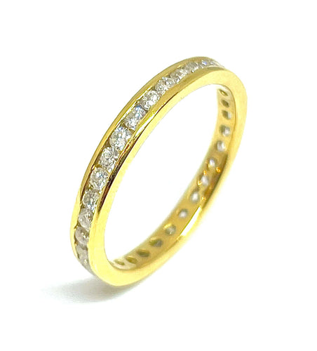Bague Alliance en diamants serti magique or jaune 18 carats 58 Facettes