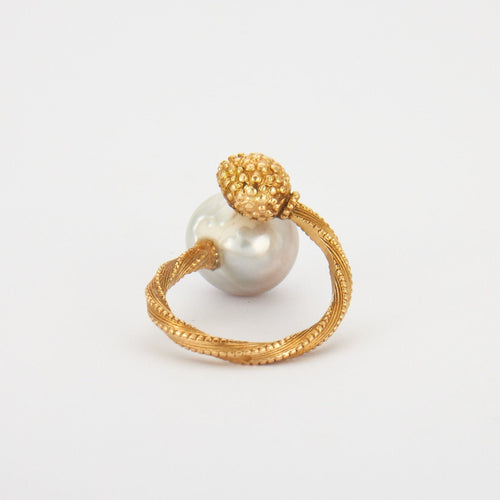 Bague 54-55 Bague or jaune, perle 58 Facettes HS4288