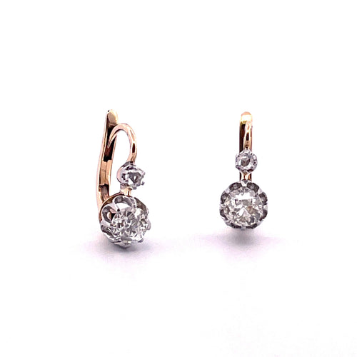Boucles d'oreilles Dormeuses ancienne diamants 58 Facettes