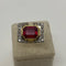 Bague Bague Tank or jaune, pierre rouge 58 Facettes 20400000495