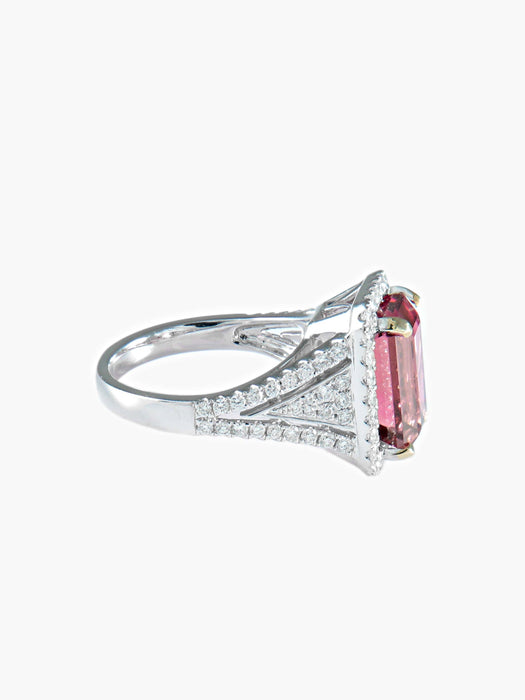 Bague 52 Bague Tourmaline rose Diamants 58 Facettes