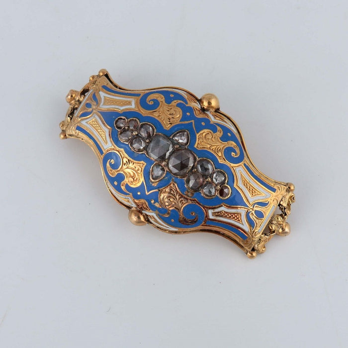 Broche Broche or et émail bleu 58 Facettes