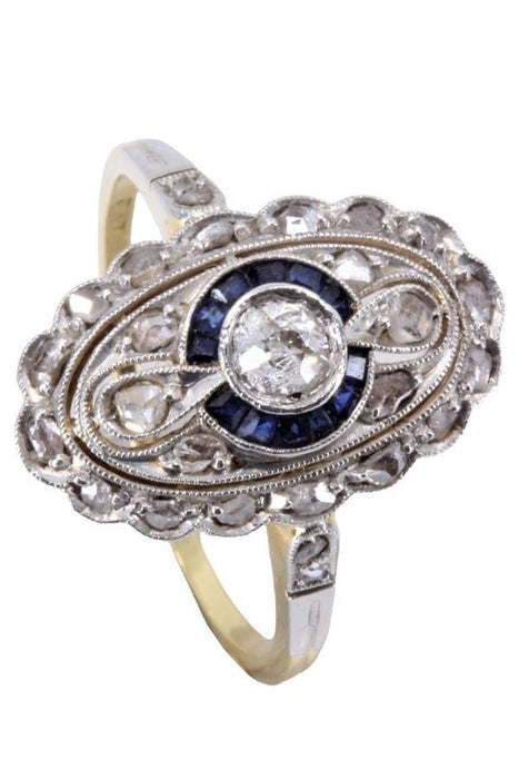 Bague MARQUISE ART-DÉCO SAPHIRS ET DIAMANTS 58 Facettes 067981