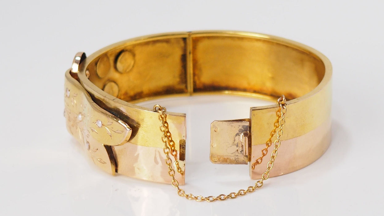 Bracelet Bracelet en Or rose et jaune, et Perles fines 58 Facettes 28869