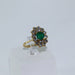 Ring 57 Marguerite Ring Yellow Gold Emerald and Diamonds 58 Facettes