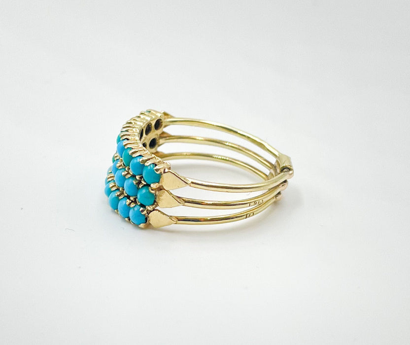 Bague 52 Bague semainier en turquoises 58 Facettes