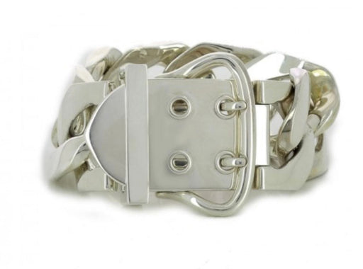 Bracelet HERMÈS. Collection Boucle Sellier, bracelet argent TGM 58 Facettes