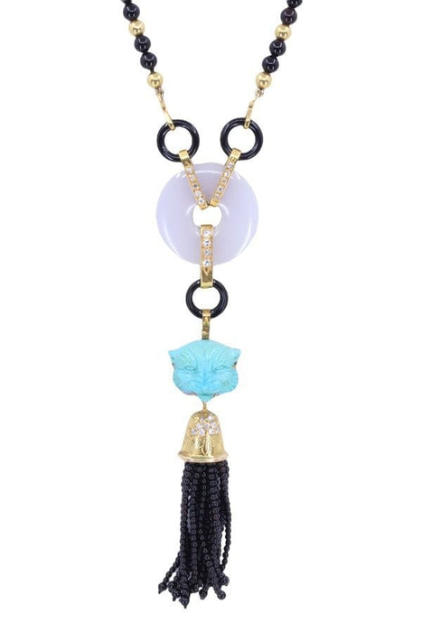 Collier COLLIER ONYX, TURQUOISE ET DIAMANTS 58 Facettes 068441