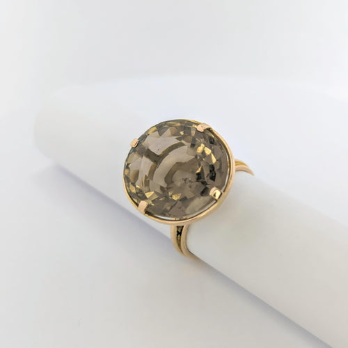 Bague 55 Bague en or jaune et quartz fumé 58 Facettes 25682