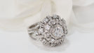 Ring 50 Vintage entourage ring in Palladium and diamonds 58 Facettes 29680