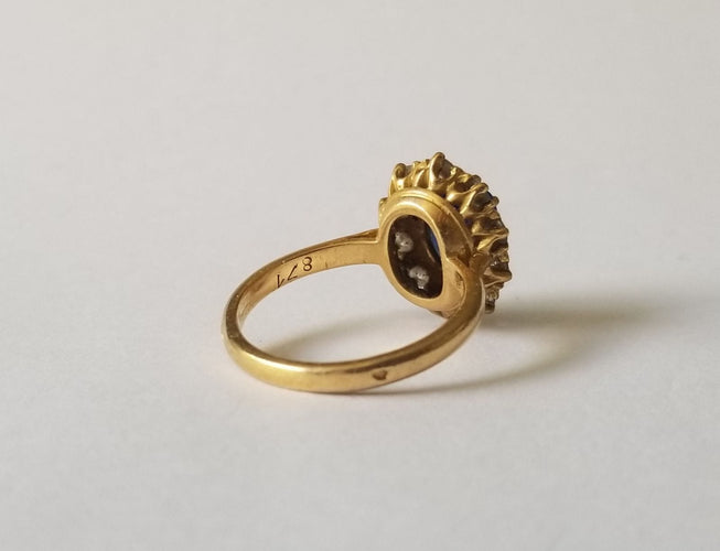 Bague 52 Bague Pompadour Or jaune Saphir Diamants 58 Facettes