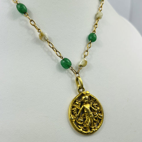 Collier Collier or jaune avec Boule Aventurine et Perle de Culture Keshi 58 Facettes 20400000812