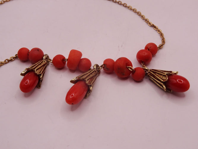 Collier Collier Or et Corail 58 Facettes
