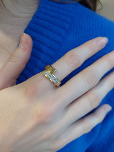 Bague 58 Bague Or jaune pavage diamants 58 Facettes 080391