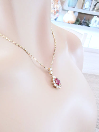 Collier Collier/Pendentif Or Jaune, Rubis & Diamants 58 Facettes AA 1581