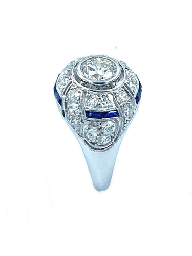 Bague Bague Art-Deco, diamants et saphirs calibrés 58 Facettes