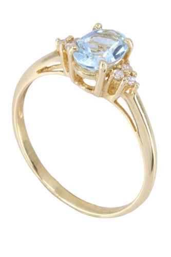 Bague 54 BAGUE AIGUE-MARINE ET DIAMANTS 58 Facettes 073381