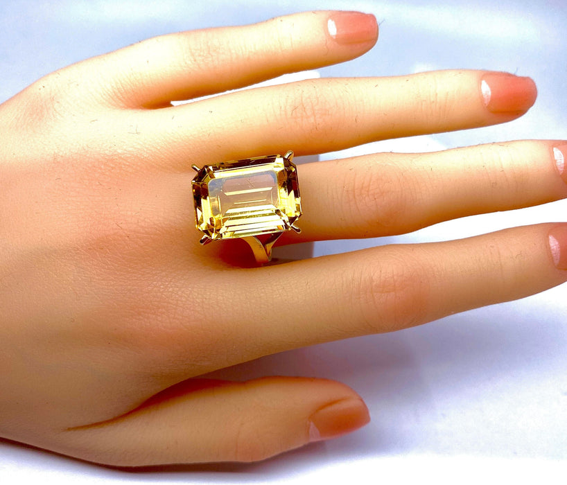 Bague 57 Bague Or jaune Citrine 58 Facettes AB278