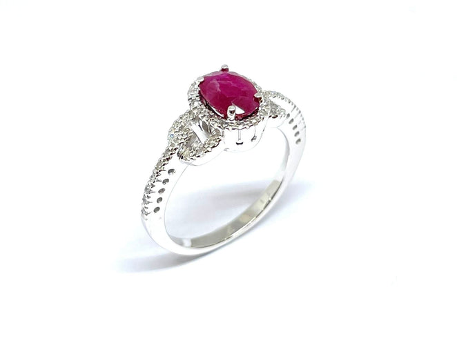 Bague Bague femme or blanc diamants et rubis 58 Facettes