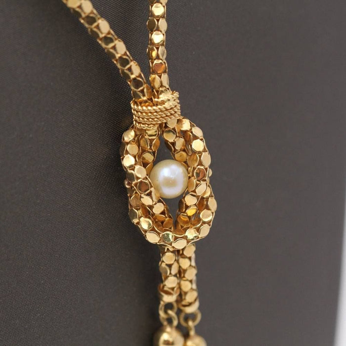 Collier collier flocage or jaune et perles 58 Facettes E359391