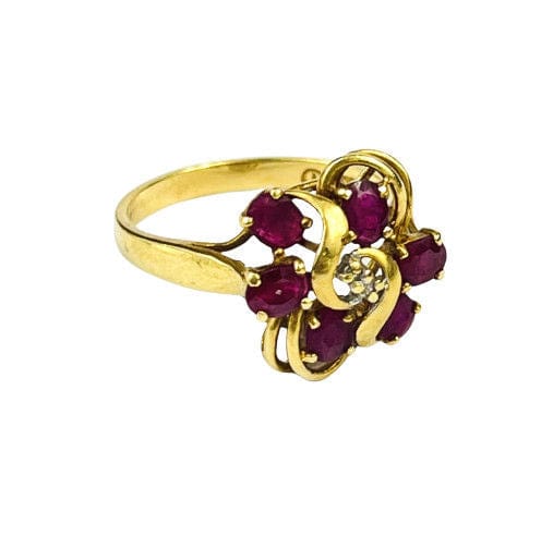 Bague Bague Fleur Or Rubis 58 Facettes 20400000702