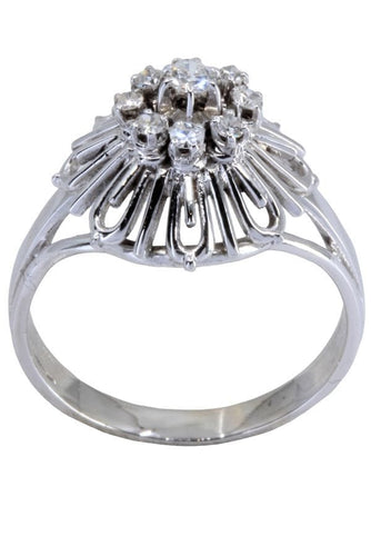 Bague 57 BAGUE FLEUR DIAMANTS ANNÉES 50' 58 Facettes 057851