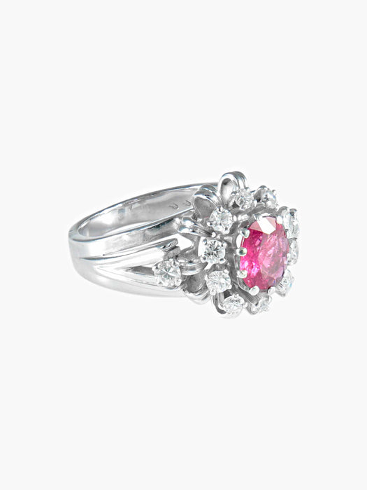 Bague 52 Bague Saphir rose et Diamants 58 Facettes