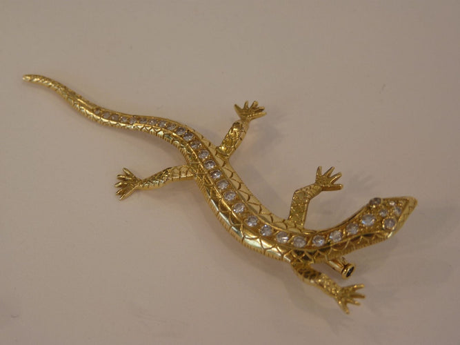 Broche Broche Lézard, Or Jaune & Diamant 58 Facettes