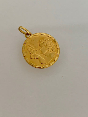 Pendentif Médaille En Or : Le Messager 58 Facettes 659646