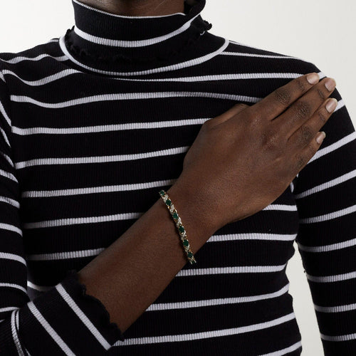 Bracelet Bracelet or jaune, émeraude et diamants 58 Facettes