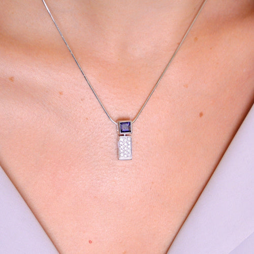 Collier Collier pendentif géométrique Améthyste Diamants 58 Facettes EL2-02