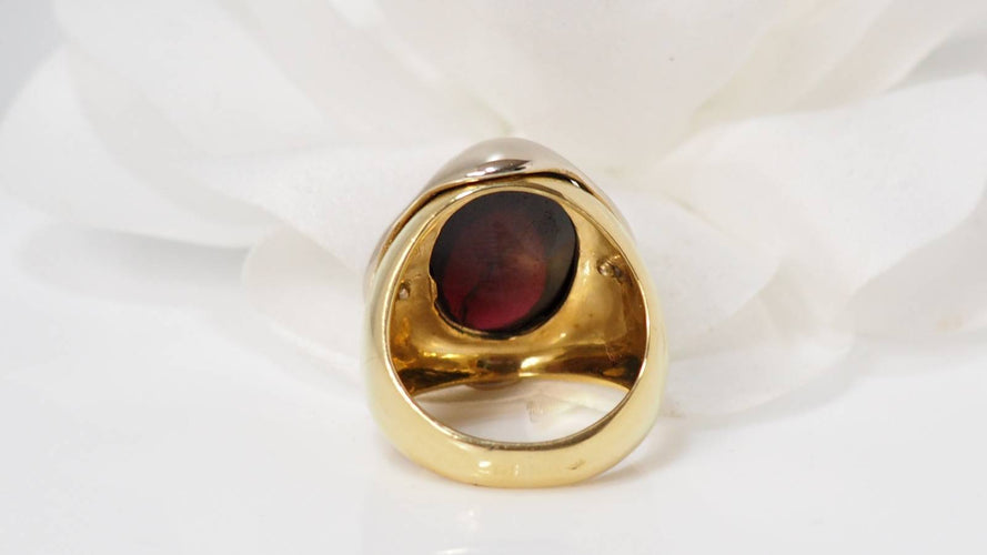 Bague 50 Bague or bicolore améthyste cabochon 58 Facettes 30956