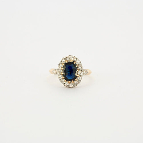 Bague 53 Bague Pompadour Or jaune Platine Saphir Diamants 58 Facettes